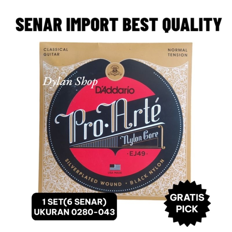 Senar Gitar Nylon klasik EJ49 kualitas Import (Senar Nilon Hitam)