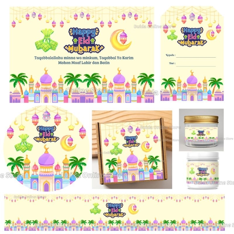 

Stiker Kartu Ucapan Hangtag Happy Eid Mubarak Selamat Hari Raya Idul Fitri Label Kemasan Parcel Lebaran Hampers Sticker toples dus box paperbag dekorasi kemasan Cantik Unik Bingkisan hantaran dus box mika kotak Topper