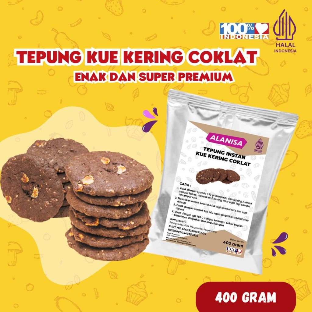 

SUPER ENAK!! TEPUNG KUE KERING COKLAT 400GR, TEPUNG KUE KERING COKLAT