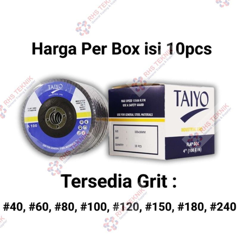Flap disc Taiyo 4 inch Amplas Gerinda Taiyo Amplas susun Taiyo Gerinda Amplas Taiyo Radial wheel Tai
