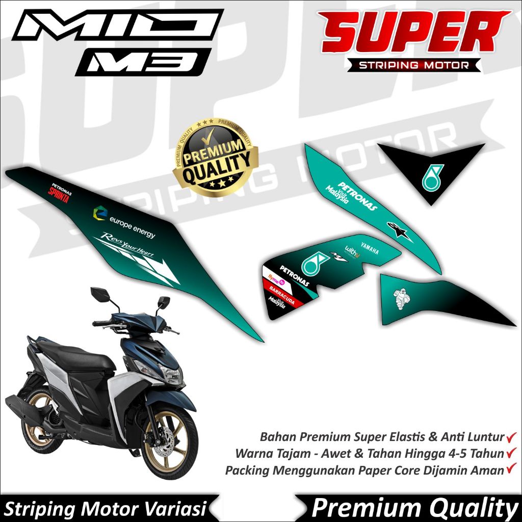 Stiker Mio M3 Anti Luntur keren Striping Mio M3 Striping Yamaha MIo M3 Petronas