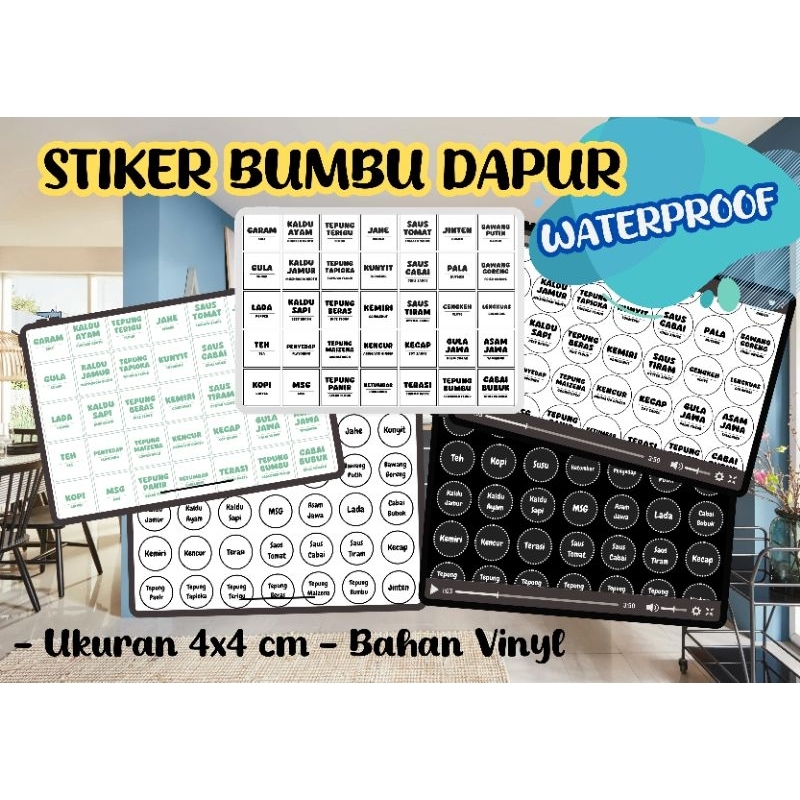 

(35 pcs) Stiker Label Nama Bumbu Dapur Waterproof anti air Sticker custom