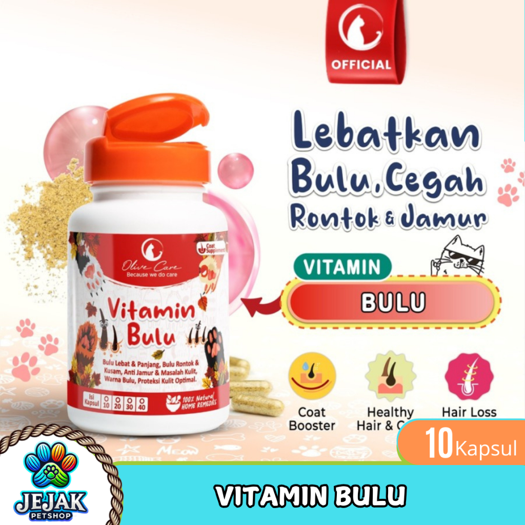 Olive Care Vitamin Kucing BULU Lebat Panjang Cegah Jamur & Bulu Rontok