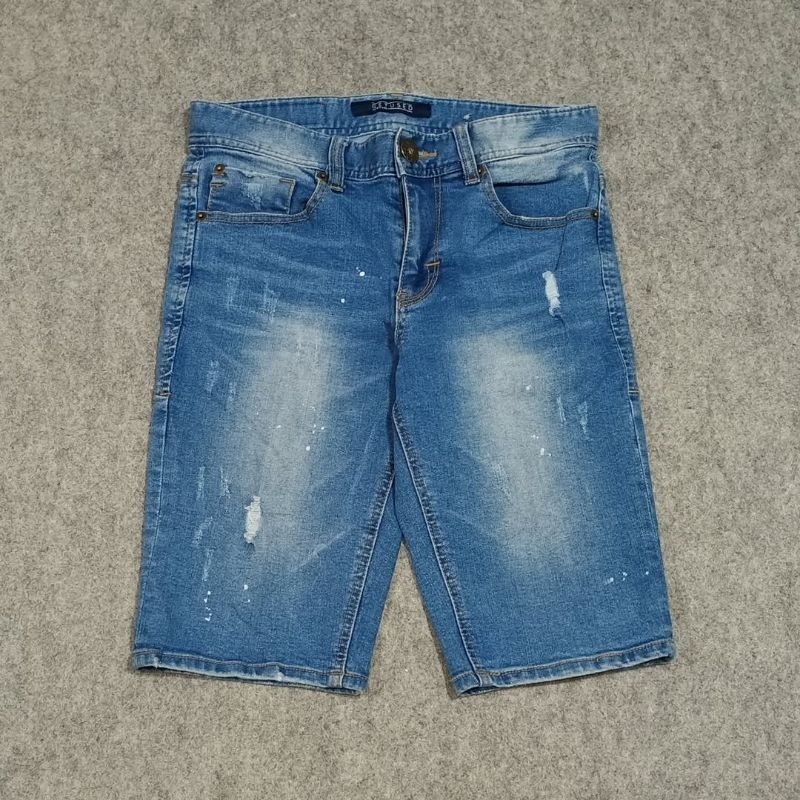 celana pendek jeans pria GETUSED size 28 second ripped jeans