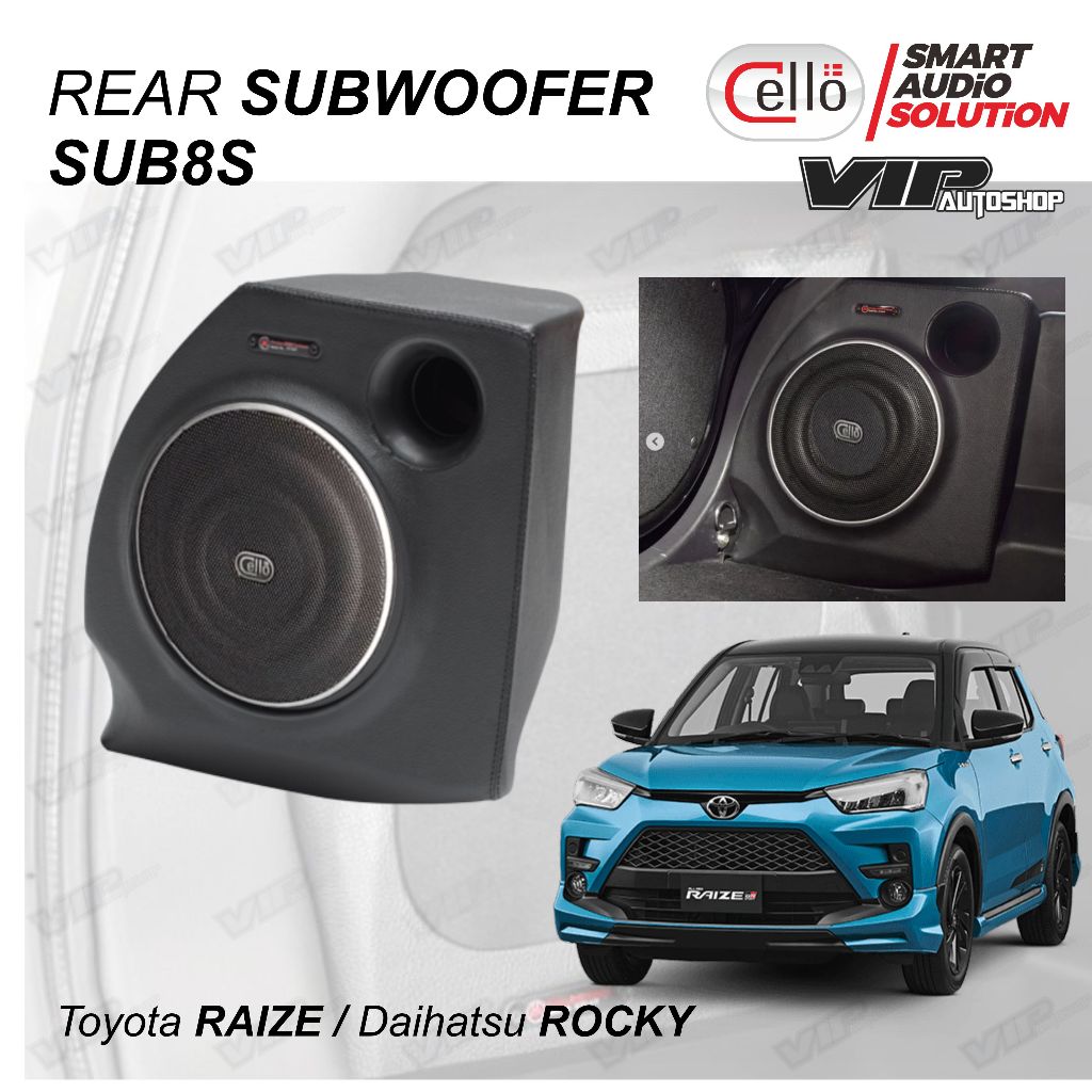 Toyota RAIZE subwoofer pojok bagasi sudut belakang audio CELLO SUB8S