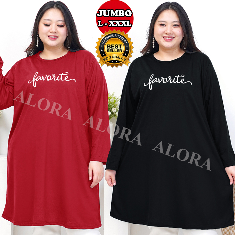 TUNIK KAOS JUMBO WANITA - TUNIK WANITA BIG SIZE LD 120 - 130 - 140
