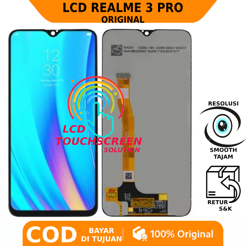 LCD TOUCHSCREEN REALME 3 PRO ORIGINAL GARANSI FREE LEM