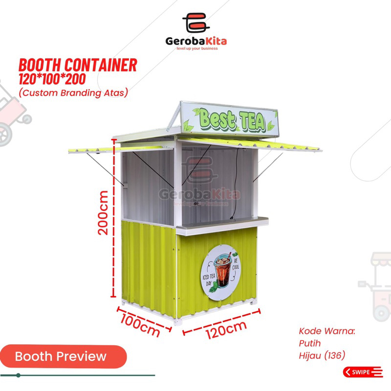 Booth Container 120x100x200 Custom Branding Atas