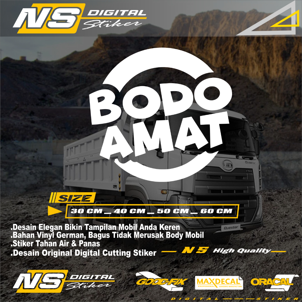 Stiker Mobil Variasi Kaca Bodi Samping Kata Kata Truk Canter Pick Up granmax L300 Keren Tulisan bodo