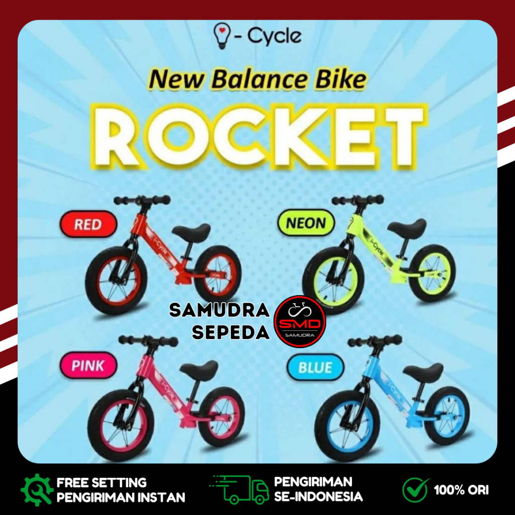 Sepeda Anak Keseimbangan Push Balance Bike Icycle Rocket Alloy // Slide Murah BDG