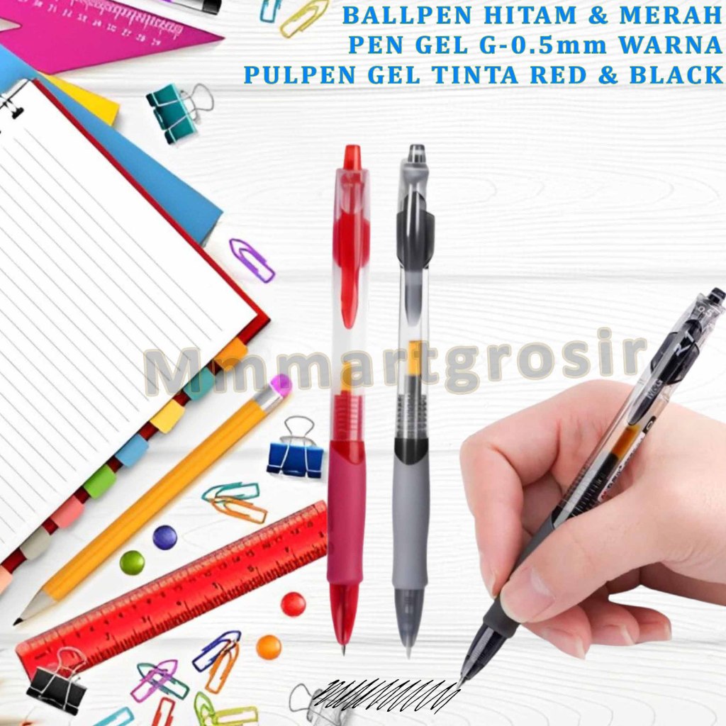 

Ballpen Hitam & Merah / Pulpen Gel Tinta Warna / Pen Gel Tinta Red & Black / 0.5mm