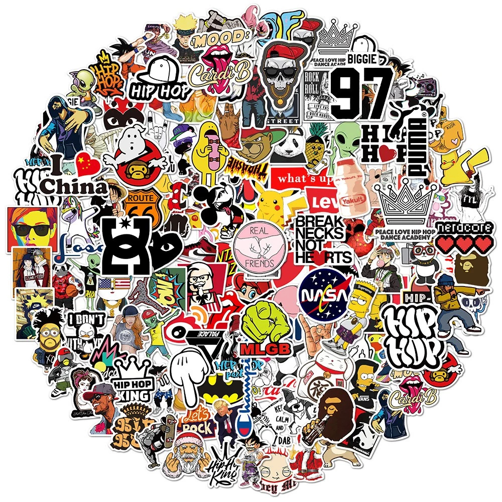 

50pcs stiker hip hop super keren kedap udara dan tahan air cocok untuk laptop skateboard dan Sarung Telepon stickers