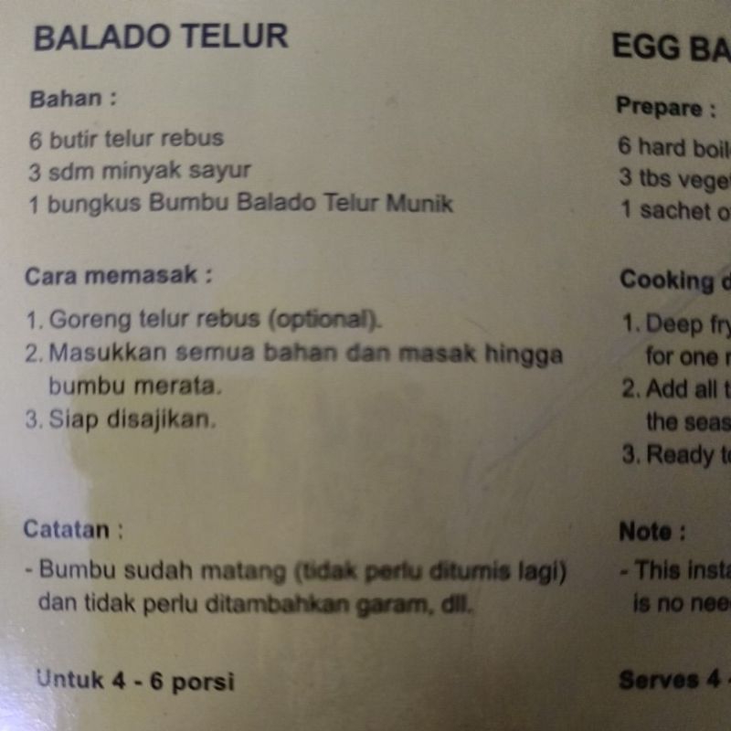 

Munik Bumbu Balado Telur 150g exp April 2026