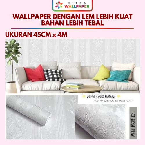 Wallpaper Dinding Kamar Tidur Putih Polos Wallpaper Dinding Ruang Tamu Motif Embos Putih Salur