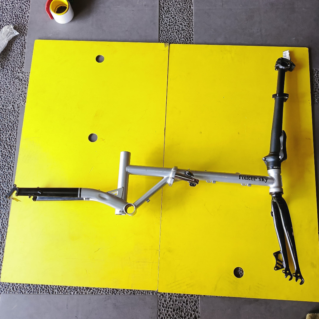 Frame Sepeda Lipat Folding Bike Folker Sky 20 Inch Chromoly Silver Grey Original