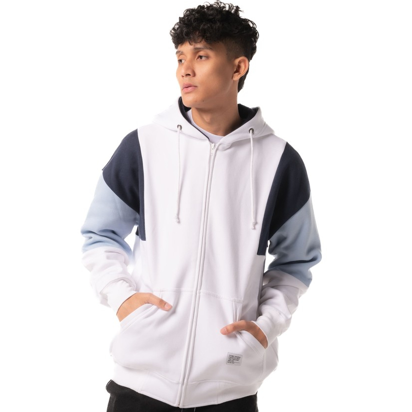 Cosmic Sweater Hoodie Zipper Pria DEVLIN WHITE