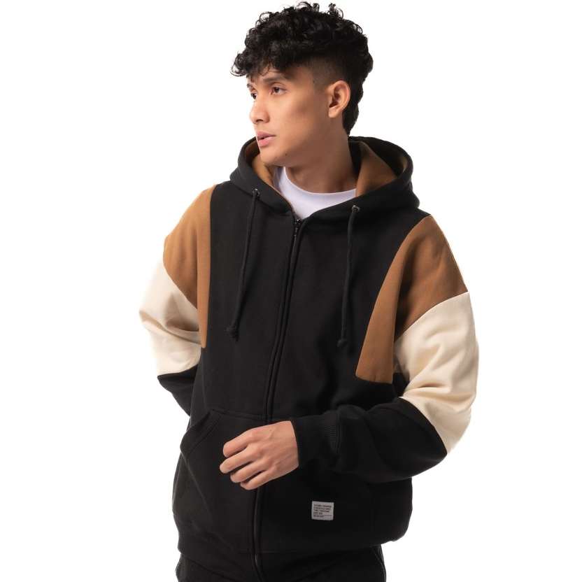 Cosmic Sweater Hoodie Zipper Pria DEVLIN BLACK