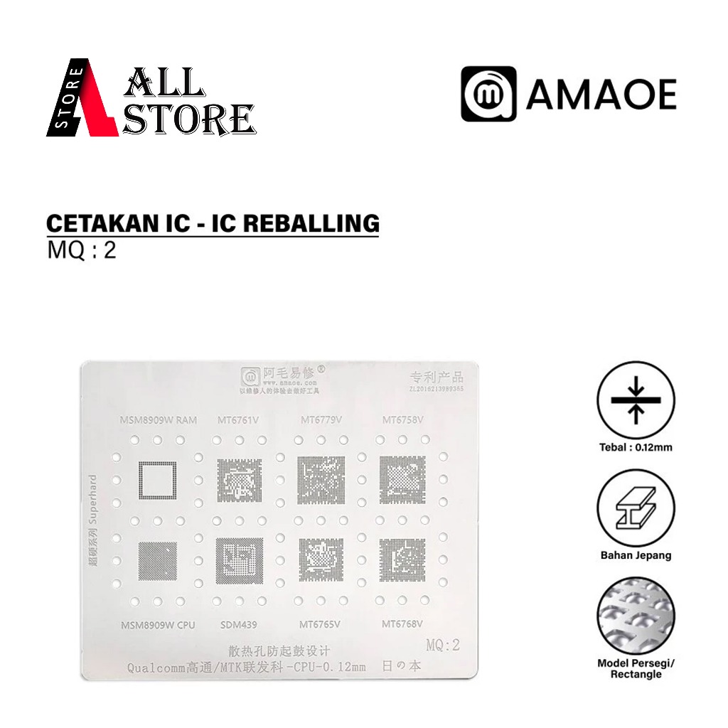 Amaoe MQ 2 Cetakan IC BGA Reballing Stencil for Qualcomm MTK Cpu MT6779V/6768/6765/SDM439/MSM8909W/C