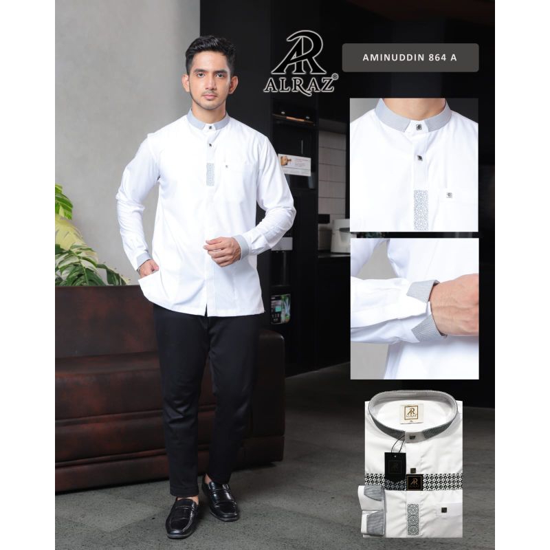 ALRAZ PUTIH-WARNA LENGAN PANJANG / Koko Alraz / Koko Kemeja Alraz / Koko Kekinian / Baju Koko / Keme