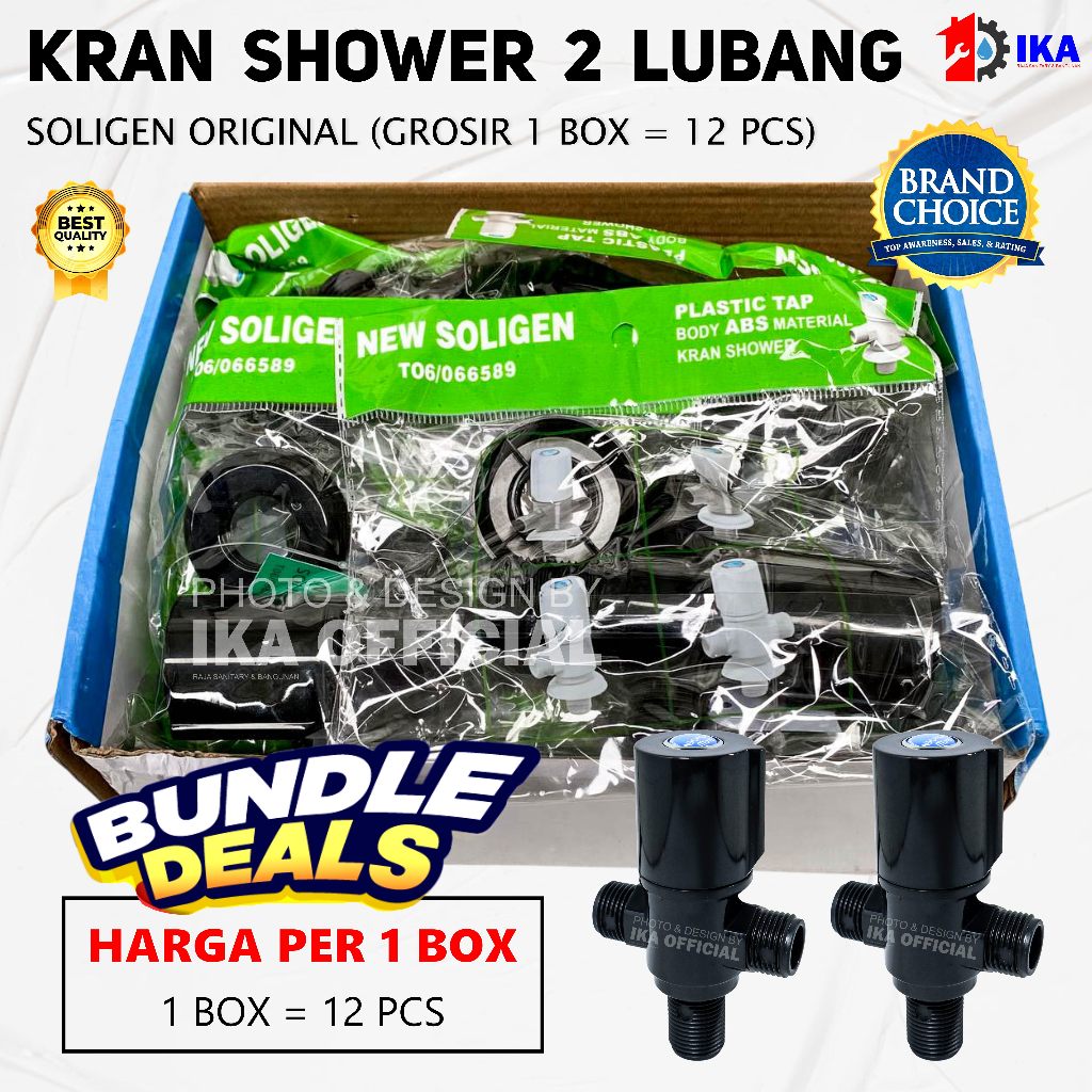 Grosir 1 Box = 12 Pcs Stop kran 2 lubang Tee T shower SOLIGEN ON / OFF Closet shower mandi kamar man