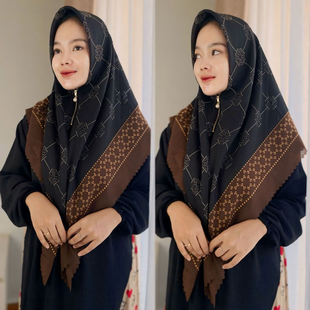 kerudung pake seleting jilbab zipper motif hijab motif