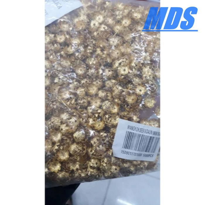 manik mote cangkang 8daun emas 10mm