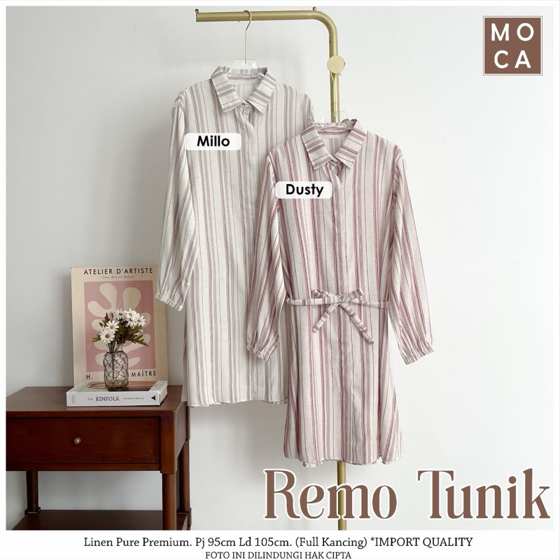 Remo Tunik // Atasan Wanita Tunik Motif Garis-Garis