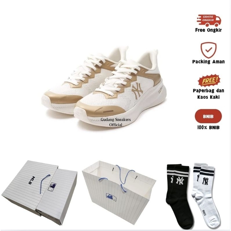 MLB NY Yankees Athflow Sneakers Shoes White Gold Original