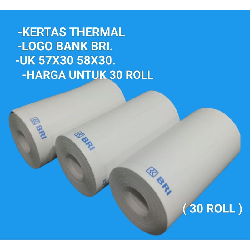 

( PAKET 1 KG ) KERTAS THERMAL LOGO BANK BRI 57x30 . paket 1 kilo