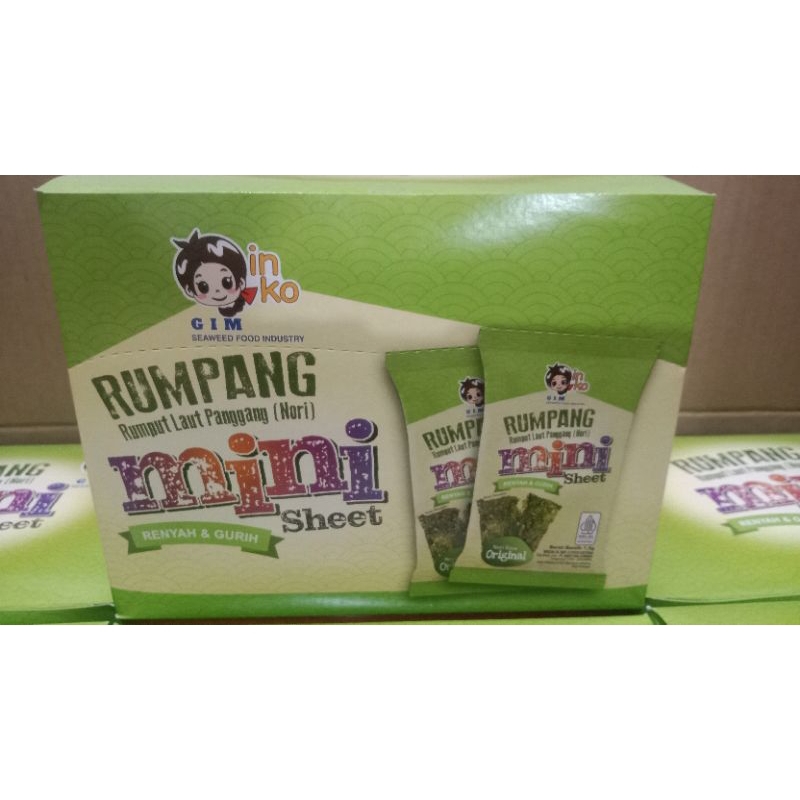 

nori Inko rumpang mini rumput laut panggang 1,5grm 1 pak isi 12 bks