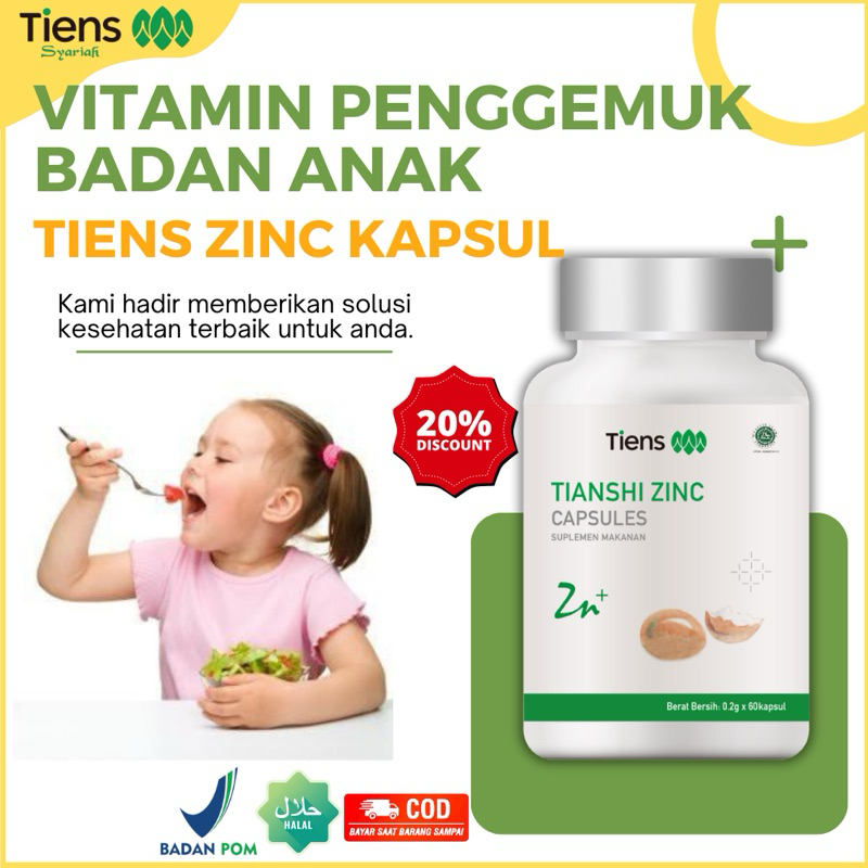 Tianshi Zinc Tiens Vitamin Anak Penambah Nafsu Makan Anak Usia 1 2 3 4 5 6 7 8 9 10 11 12 Tahun