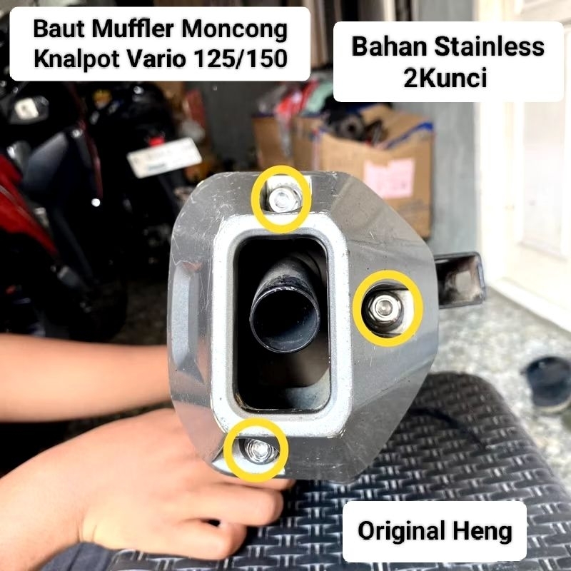 BAUT STAINLESS END MUFFLER BAUT CORONG VARIO 150 VARIO 125 HENG ORIGINAL Motorcycle Knalpot Kunci Ke