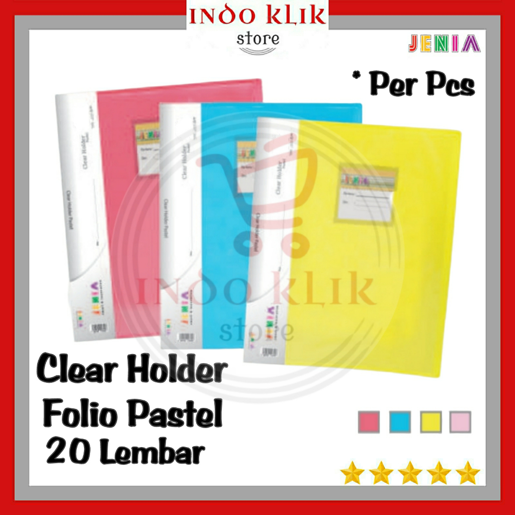 

Clear Holder JENIA Folio 20 Kantong Warna Pastel / Map Plastik Album Rapot Pastel Color 20 Pocket