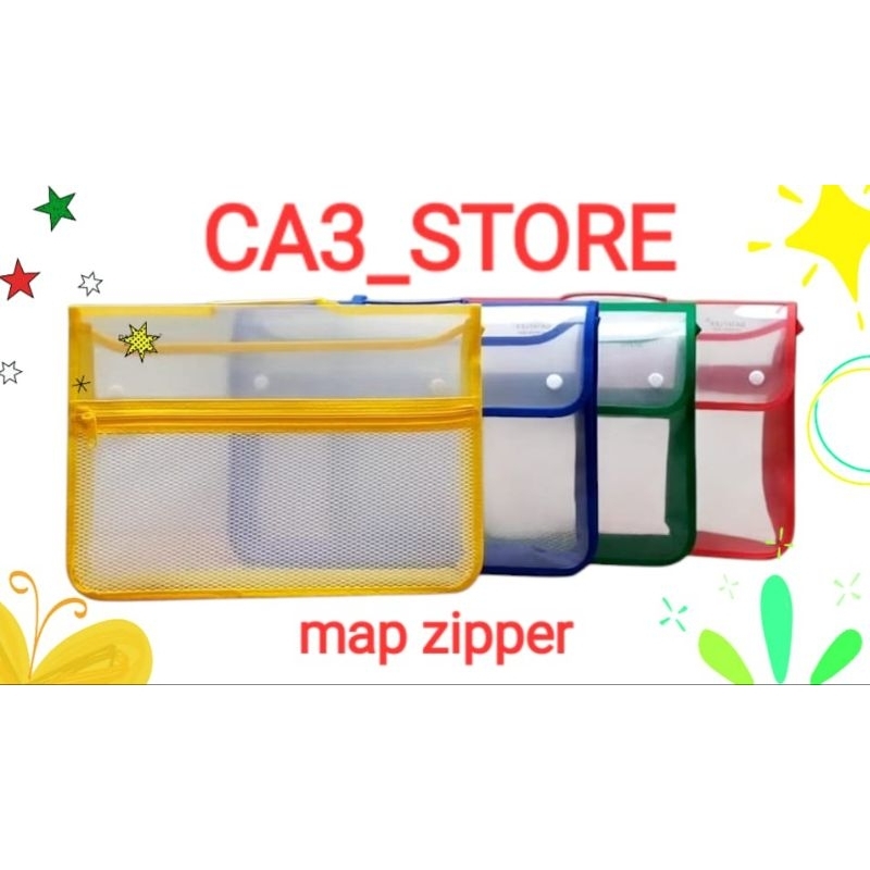 

Map Zipper plastik kancing/ Map tas plastik Zipper/ School bag/ map plastik jaring