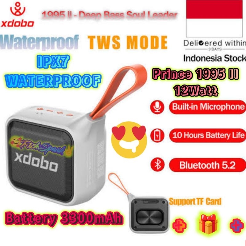 XDOBO PRINCE 1995 II 12W TWS DEEP BASS IPX7 WATERPROOF PORTABLE SPEAKER BLUETOOTH