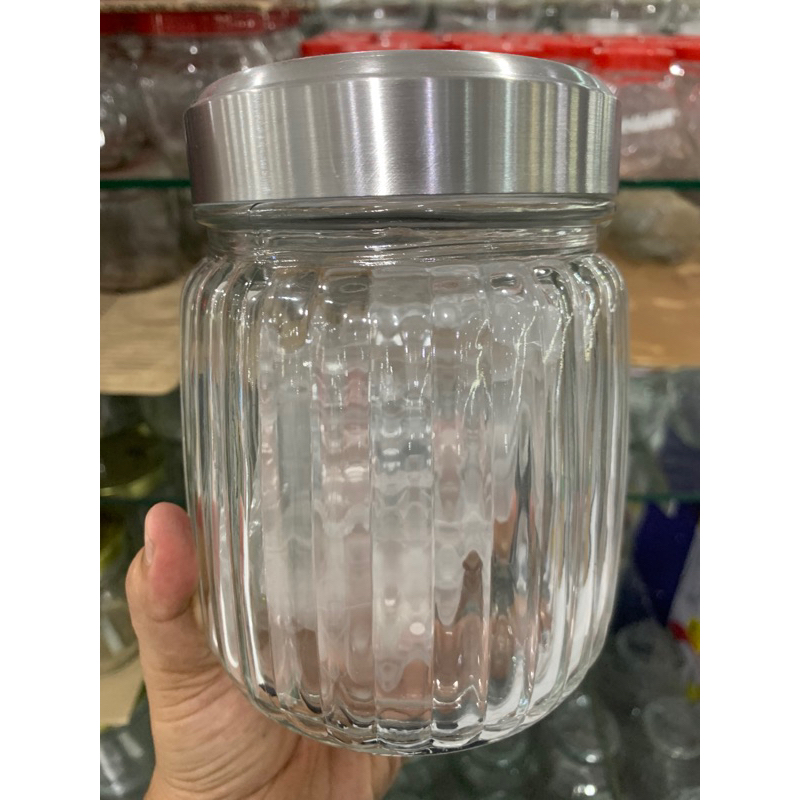 toples kaca tutup ulir silver