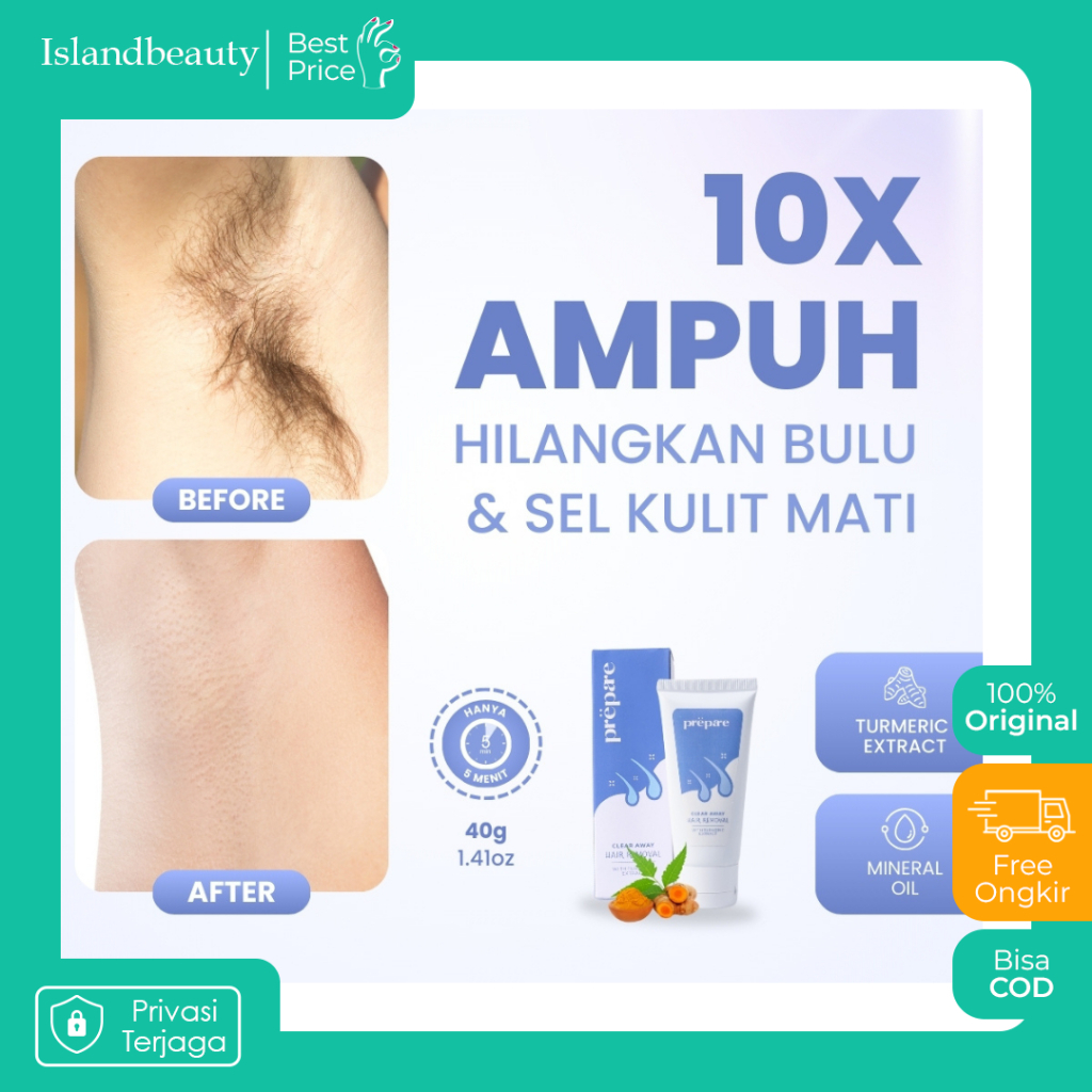 Prepare - Hair Removal Krim Penghilang Bulu Kaki Waxing Bulu Kaki Perontok Bulu Remover Bulu Ketiak