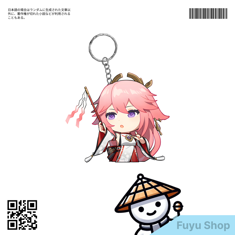 Keychain Yae Miko Genshin Impact UV Printing Laser Cut Pinggir Bening Transparan / Gantungan Kunci Y