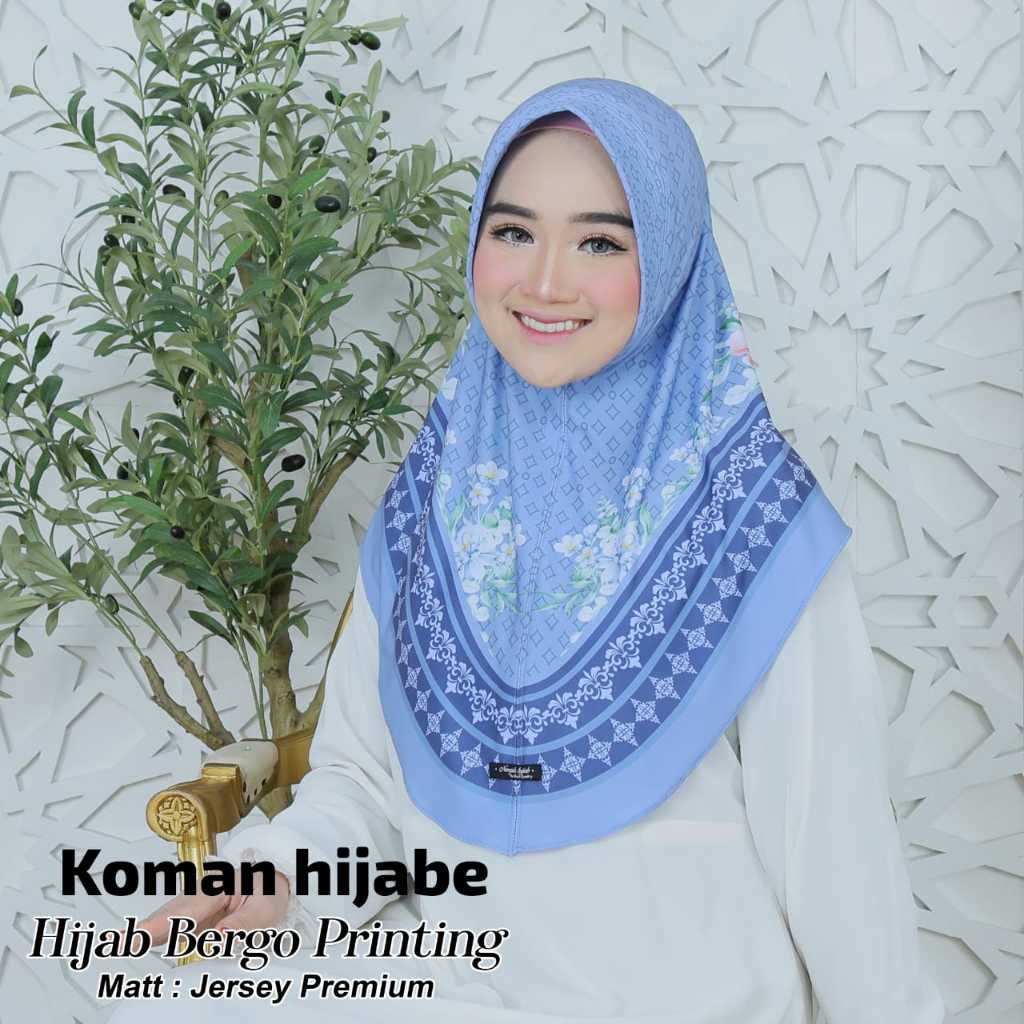 Jilbab bergo sublim motif bunga jersey premium printing baru