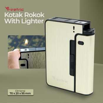 Firetric Kotak Rokok Cigarettes Case with Lighter Slot - JD-YH001 - Golden
