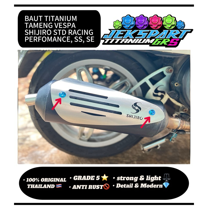 BAUT TITANIUM TAMENG KNALPOT SHIJIRO VESPA MATIC