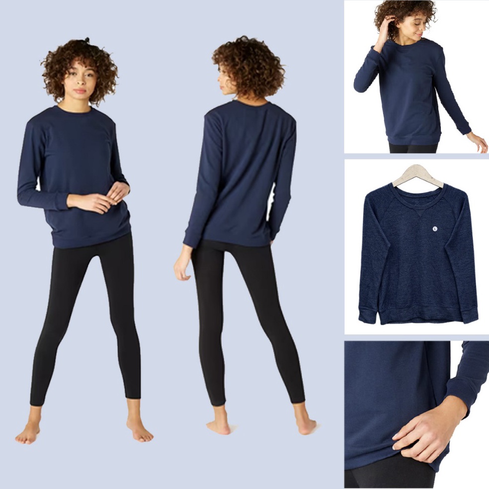 KODE L95A Sweater Wanita Uniqlo Crew Neck Wide Long Sleeve TShirt Wanita