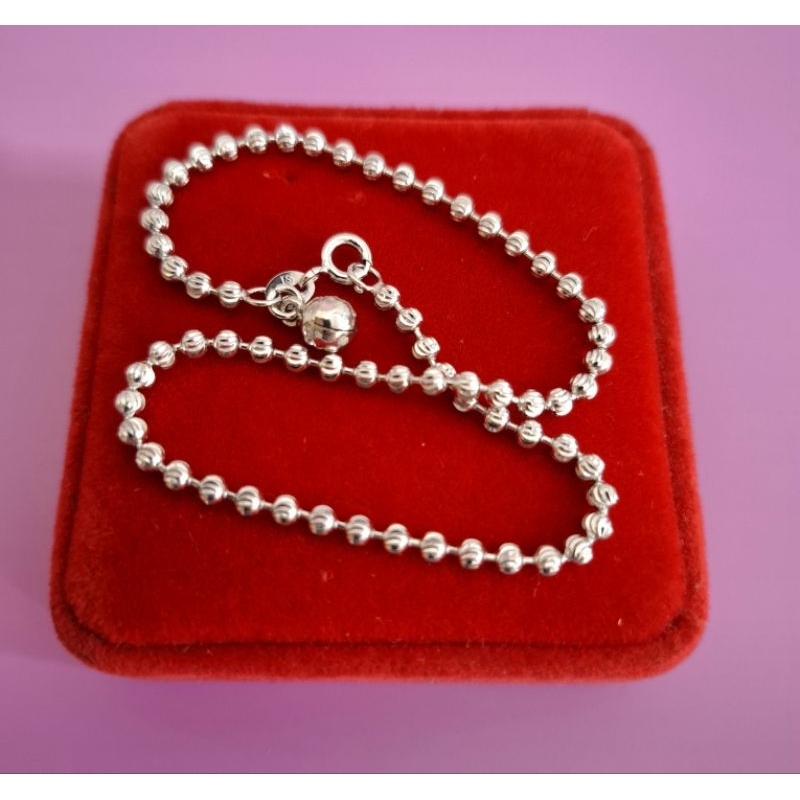 Gelang kaki perak silver925 gelang kaki biji lada ukir