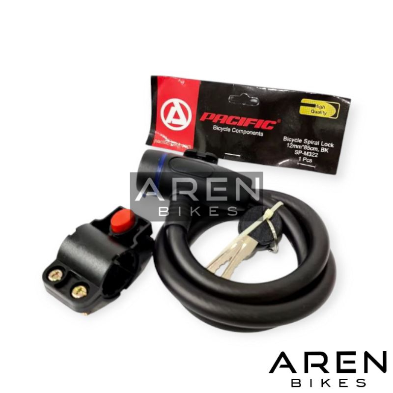 KUNCI SEPEDA SPIRAL PACIFIC SP-M322 GEMBOK LOCK TEBAL KUAT 12x85mm PENGAMAN BICYCLE MTB SELI LIPAT F