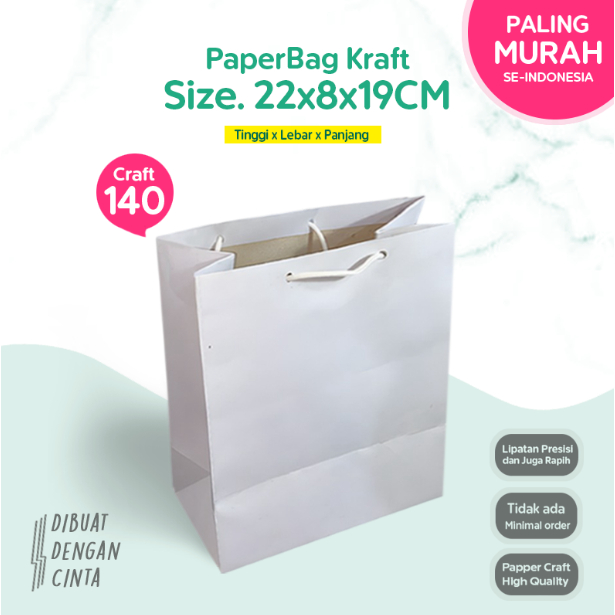 

(LINER) Paper Bag Putih Jumbo 22x8x19 CM / Paper Bag Kado Baju, Kaos / Papper Bag Polos Kertas