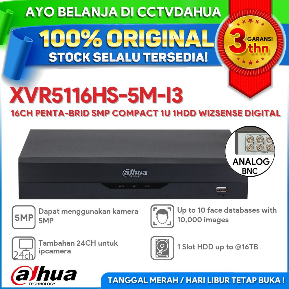 DVR Dahua 16 CHANNEL 5MP (DH-XVR5116HS-5M-I3) DVR 5MP