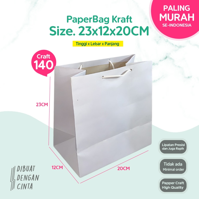 

(LINER) Paper Bag Putih LUNCHBOX 23x12x20 CM / Paper Bag Kado Hampers Box Makanan / Papperbag Polos
