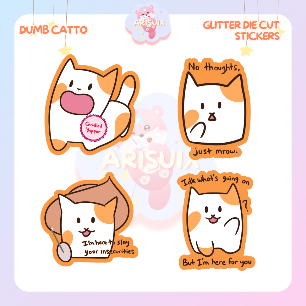 

[Arisuix] Dumb Catto - Arisuix Friends Series - Vinyl Glitter Die Cut Sticker