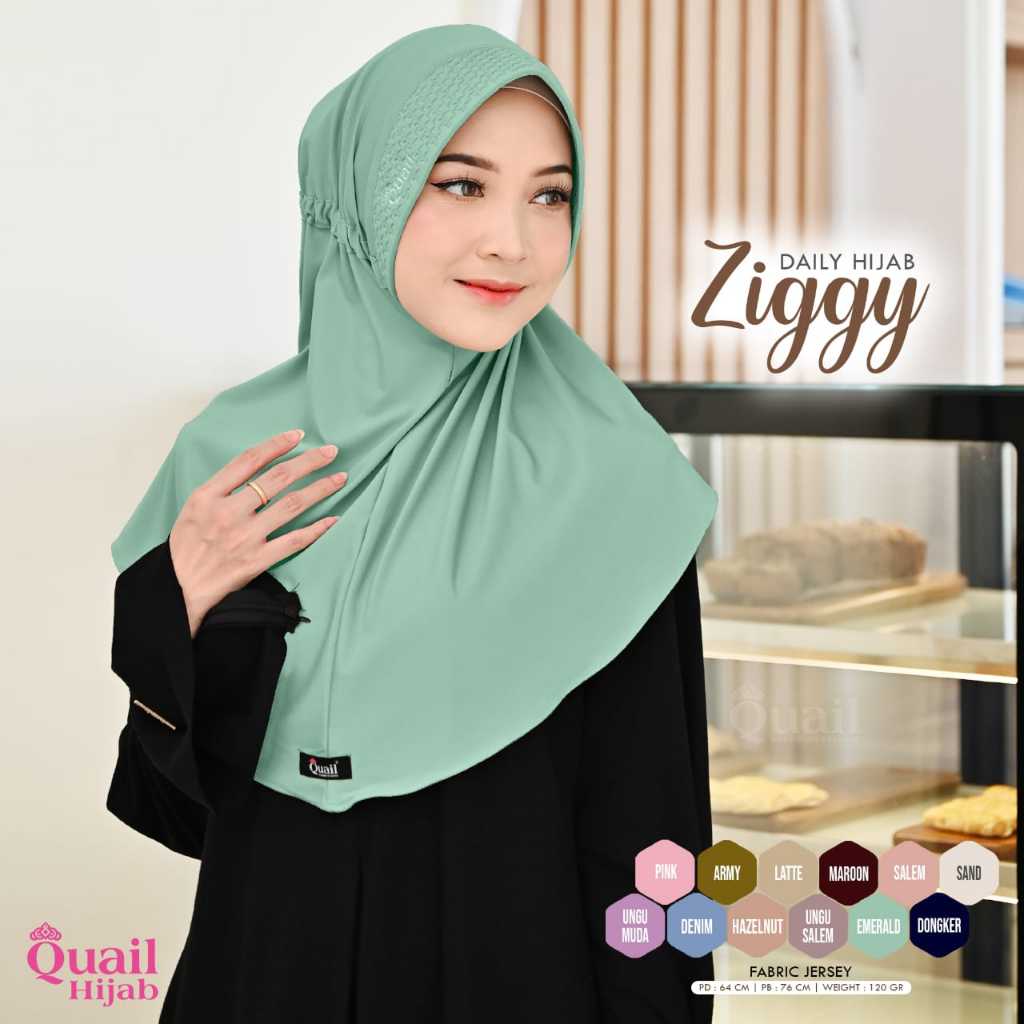Ziggy Casual Daily Hijab Original Quai Hijab Instan Quail Hijab Serut Hijab Daily Ziggy Quail Hijab 