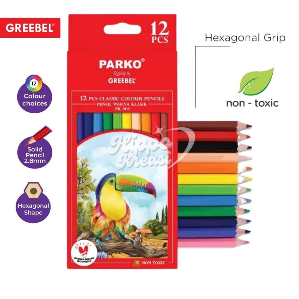 

Pensil Warna Panjang Parko GREEBEL 12 Warna 903E Colour Pencil / Pensil Warna Mewarnai